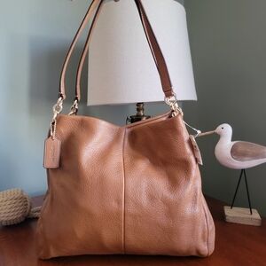 NWT Coach Madison Phoebe Hobo Tan Pebbled Leather #F35723